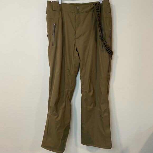 Powder Horn Snow Pants Suspenders Bibs Jesse James Ski Mountain Brown Large - Picture 1 of 13